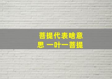 菩提代表啥意思 一叶一菩提